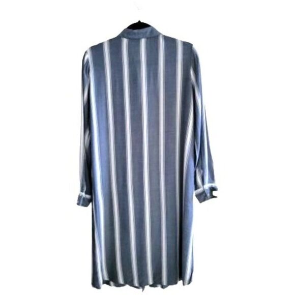 Express Womens Top Blue M Shirt Dress Striped Boyfriend Button Up Long Sleeve - Picture 5 of 7